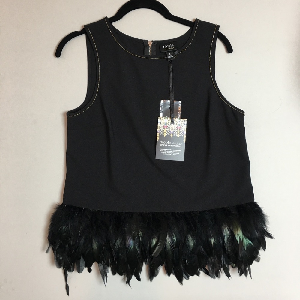 Nicole Miller - JCP feather trim embellished shell